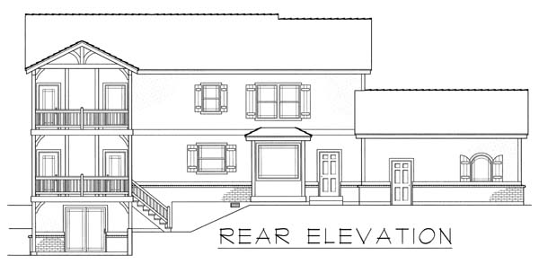 Tudor House Plan 63549 with 3 Beds, 3 Baths, 2 Car Garage Rear Elevation