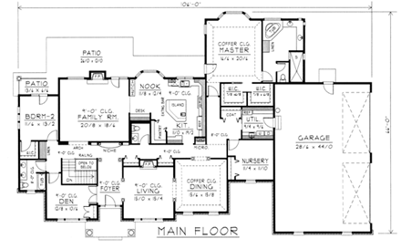 Southern House Plan 63550 with 4 Beds, 3 Baths, 4 Car Garage First Level Plan