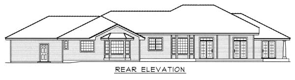 Southern House Plan 63550 with 4 Beds, 3 Baths, 4 Car Garage Rear Elevation