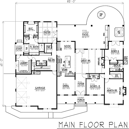 Farmhouse House Plan 63562 with 3 Beds, 3 Baths, 2 Car Garage First Level Plan