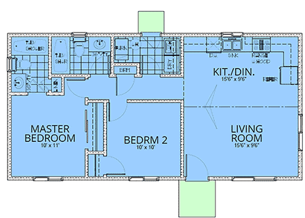 Craftsman, Traditional House Plan 63565 with 2 Beds, 2 Baths First Level Plan