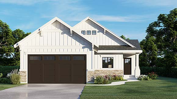 Contemporary, Craftsman, European, Farmhouse House Plan 63571 with 3 Beds, 2 Baths, 2 Car Garage Elevation