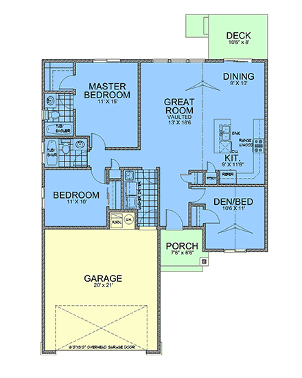 Contemporary, Craftsman, European House Plan 63573 with 3 Beds, 2 Baths, 2 Car Garage First Level Plan