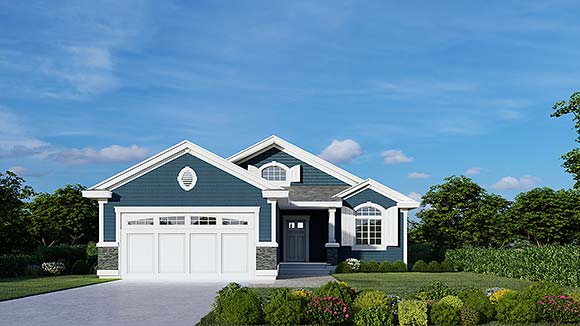 Contemporary, Craftsman, European House Plan 63573 with 3 Beds, 2 Baths, 2 Car Garage Elevation