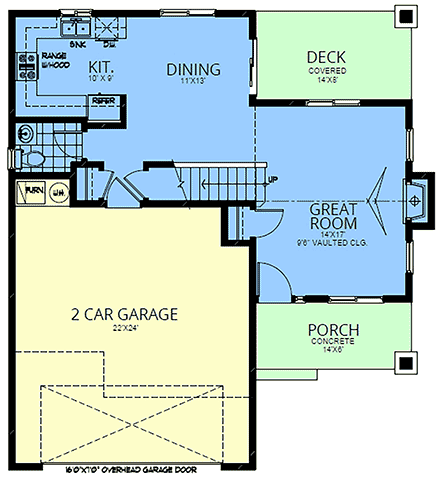 Country, Craftsman, Farmhouse House Plan 63574 with 3 Beds, 3 Baths, 2 Car Garage First Level Plan