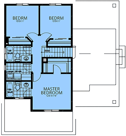 Country, Craftsman, Farmhouse House Plan 63574 with 3 Beds, 3 Baths, 2 Car Garage Second Level Plan