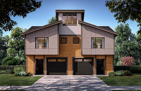 Contemporary, Modern Multi-Family Plan 63575 with 6 Beds, 6 Baths, 2 Car Garage Elevation