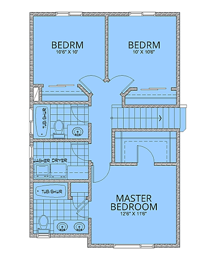 Contemporary, Modern House Plan 63576 with 3 Beds, 3 Baths, 2 Car Garage Second Level Plan
