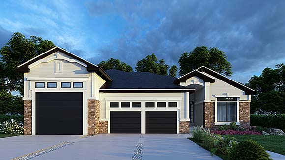Craftsman House Plan 63577 with 3 Beds, 3 Baths, 2 Car Garage Elevation