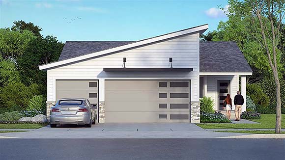 Contemporary, Modern House Plan 63578 with 3 Beds, 2 Baths, 3 Car Garage Elevation