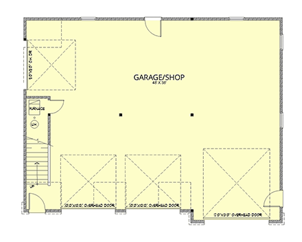 Craftsman, Farmhouse, Traditional Garage-Living Plan 63580 with 2 Beds, 1 Baths, 4 Car Garage First Level Plan