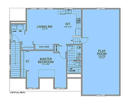 Craftsman, Farmhouse, Traditional Garage-Living Plan 63580 with 2 Beds, 1 Baths, 4 Car Garage Second Level Plan