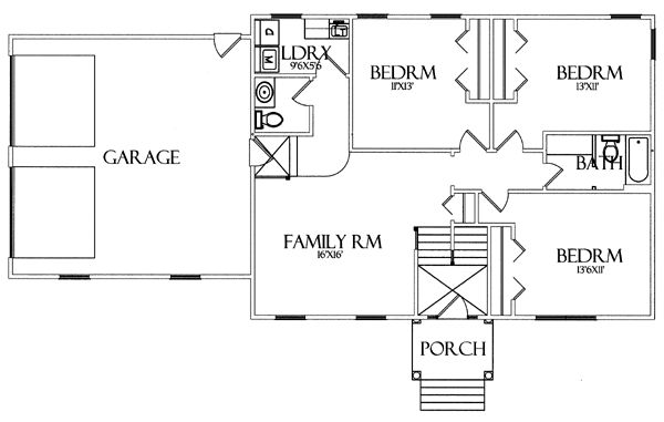 House Plan 64401 with 4 Beds, 3 Baths, 2 Car Garage Level One