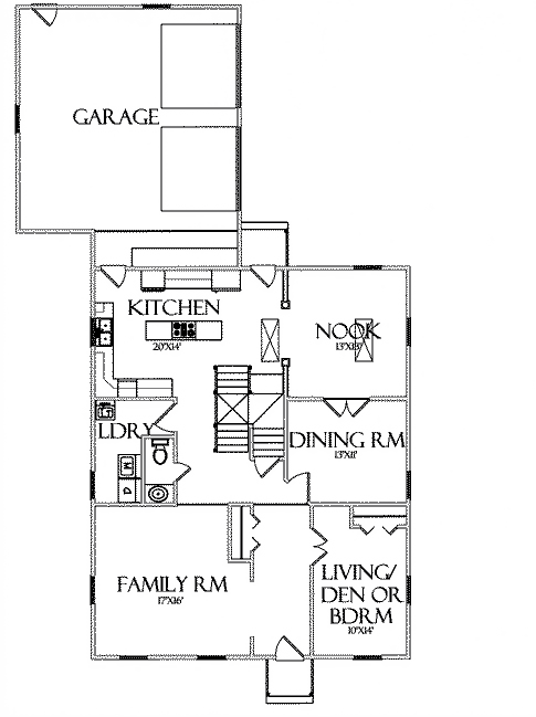 Farmhouse, Saltbox House Plan 64402 with 5 Beds, 3 Baths, 2 Car Garage Level One