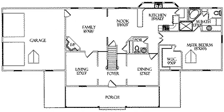 Farmhouse House Plan 64404 with 5 Beds, 3 Baths, 2 Car Garage First Level Plan