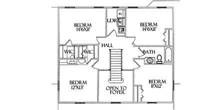 Farmhouse House Plan 64404 with 5 Beds, 3 Baths, 2 Car Garage Second Level Plan