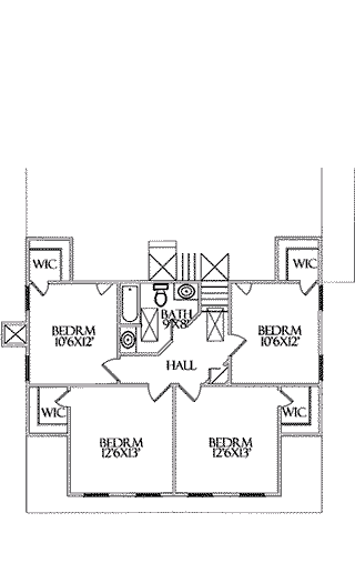 Cape Cod House Plan 64405 with 5 Beds, 3 Baths, 2 Car Garage Second Level Plan