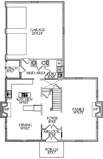 Farmhouse House Plan 64407 with 5 Beds, 3 Baths, 2 Car Garage First Level Plan