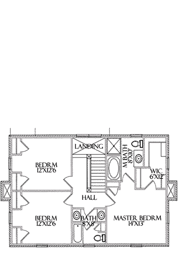Farmhouse House Plan 64407 with 5 Beds, 3 Baths, 2 Car Garage Second Level Plan