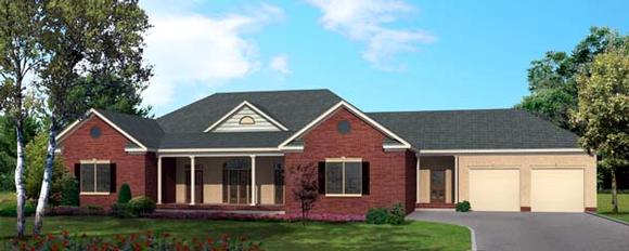 One-Story, Ranch House Plan 64412 with 4 Beds, 3 Baths, 2 Car Garage Elevation