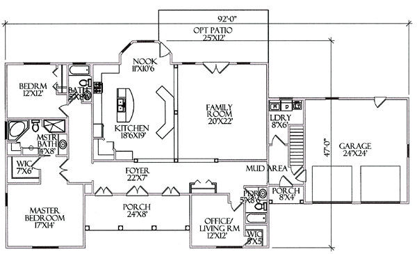 One-Story House Plan 64413 with 3 Beds, 3 Baths, 2 Car Garage Level One
