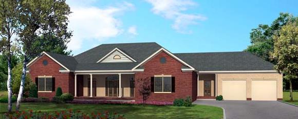 One-Story House Plan 64413 with 3 Beds, 3 Baths, 2 Car Garage Elevation