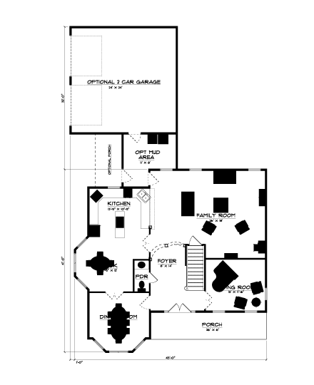 Farmhouse, Victorian House Plan 64417 with 4 Beds, 3 Baths, 2 Car Garage Level One