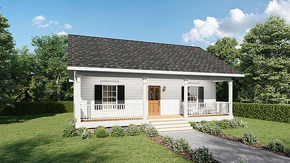 Cabin, Country House Plan 64505 with 2 Beds, 1 Baths Elevation