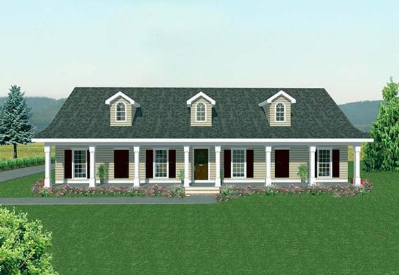 Country, One-Story House Plan 64513 with 3 Beds, 3 Baths, 2 Car Garage Elevation