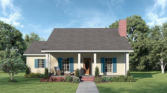 One-Story, Ranch House Plan 64517 with 3 Beds, 1 Baths Elevation