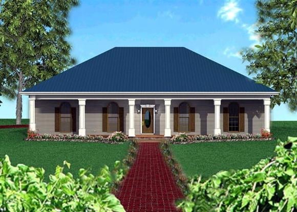 European, One-Story House Plan 64518 with 4 Beds, 3 Baths, 2 Car Garage Elevation