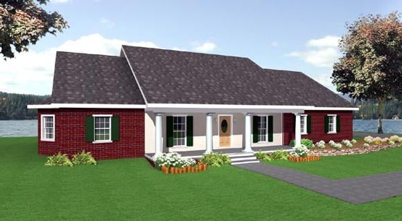 One-Story, Ranch House Plan 64520 with 4 Beds, 3 Baths, 3 Car Garage Elevation