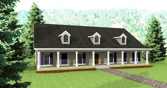 Country House Plan 64527 with 4 Beds, 3 Baths, 2 Car Garage Elevation