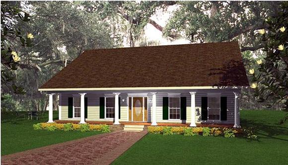 Country, Southern House Plan 64539 with 3 Beds, 2 Baths, 2 Car Garage Elevation