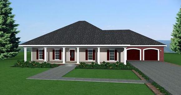 European, One-Story House Plan 64542 with 3 Beds, 2 Baths, 2 Car Garage Elevation