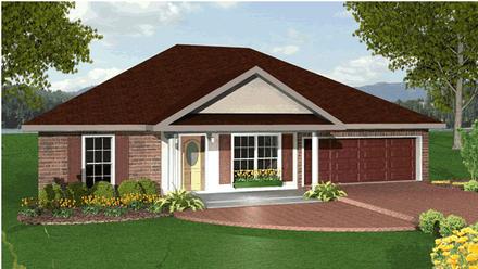 House Plan 64586 - Country Style with 1122 Sq Ft, 2 Bed, 2 Bath