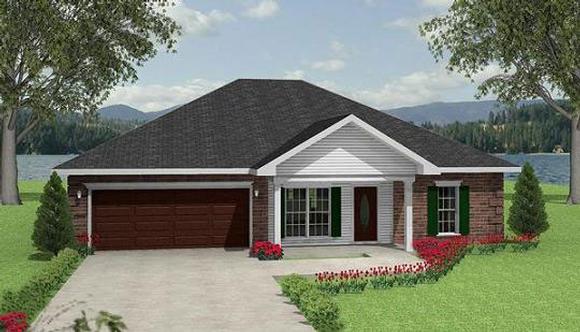 Traditional House Plan 64550 with 3 Beds, 2 Baths, 2 Car Garage Elevation