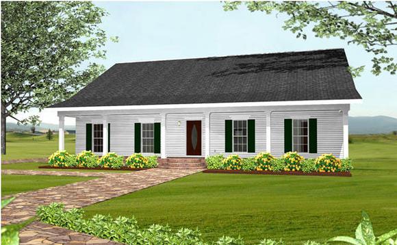 Country, Southern House Plan 64551 with 3 Beds, 2 Baths, 2 Car Garage Elevation