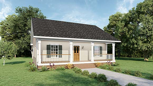 House Plan 64556 with 2 Beds, 1 Baths Elevation