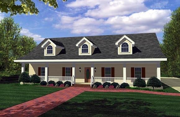 One-Story House Plan 64560 with 3 Beds, 3 Baths Elevation