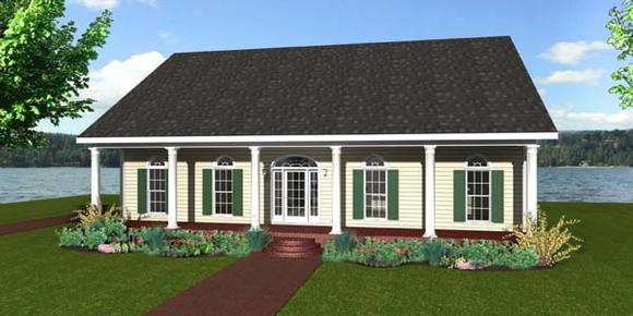 House Plan 64569 with 3 Beds, 2 Baths Elevation