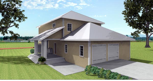 Traditional House Plan 64580 with 4 Beds, 3 Baths, 2 Car Garage Rear Elevation
