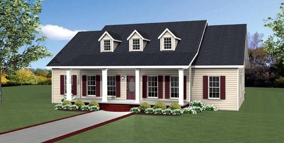 Country, Southern, Traditional House Plan 64587 with 3 Beds, 3 Baths Elevation