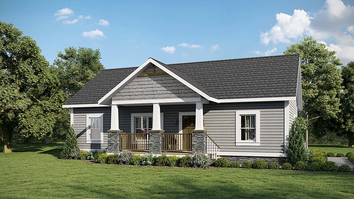 Bungalow, Country, Craftsman House Plan 64589 with 3 Beds, 2 Baths Elevation