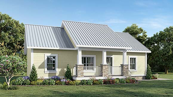 Bungalow, Cottage, Country House Plan 64595 with 3 Beds, 2 Baths Elevation