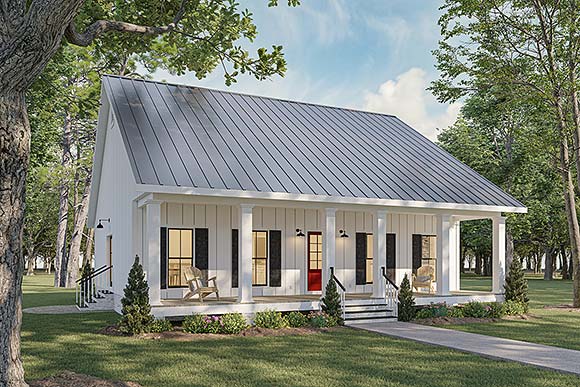 Farmhouse, Modern House Plan 64598 with 2 Beds, 1 Baths Elevation