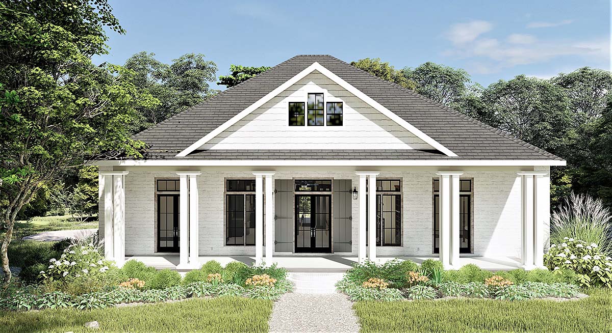 Colonial, Country, Southern House Plan 64599 with 3 Beds, 2 Baths, 2 Car Garage Elevation