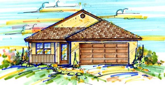 Traditional House Plan 64601 with 3 Beds, 2 Baths, 2 Car Garage Elevation
