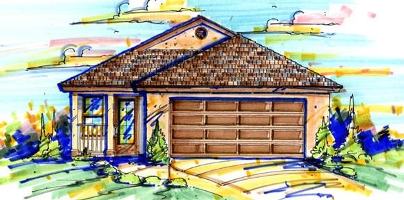 Traditional House Plan 64602 with 3 Beds, 2 Baths, 2 Car Garage Elevation