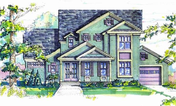 Traditional House Plan 64612 with 3 Beds, 4 Baths, 2 Car Garage Elevation
